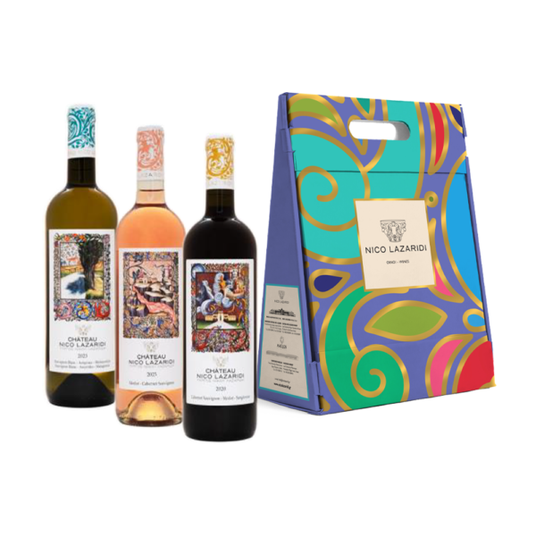 Château Nico Lazaridi Dry Red & White & Rosé Wines in giftbox